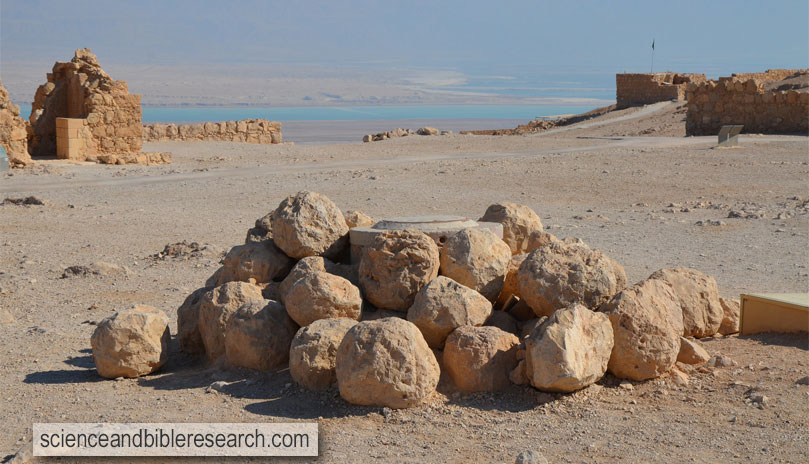 Roman catapult stones dating from the First Jewish Revolt, Masada, Israel (Photo by Carole Raddato)