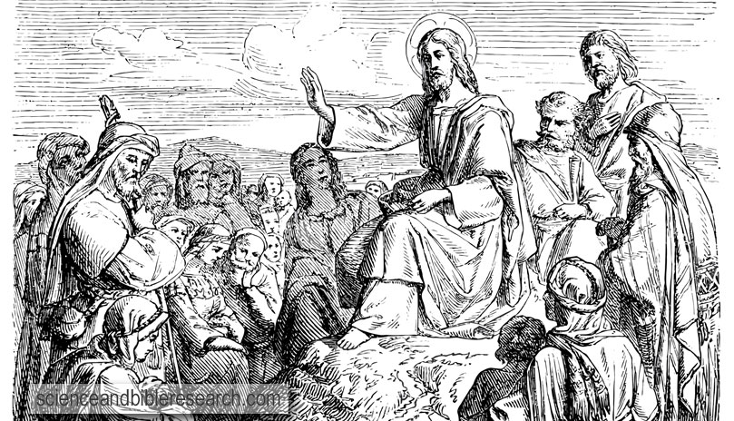 Old engraving of Jesus teaching on the Mount of Olives (Stock Illustration)